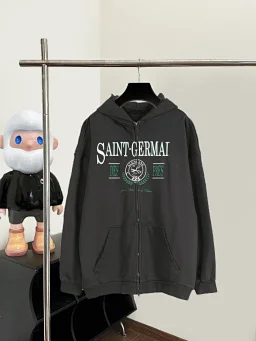 thumbnail for Wheat Ears Scissors Loose Jacket Cardigan Home High Edition Zip-Up Hooded Sweatshirt