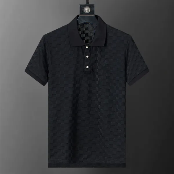 Versace Medusa-Embossed Woven Polo Black Polo - 1