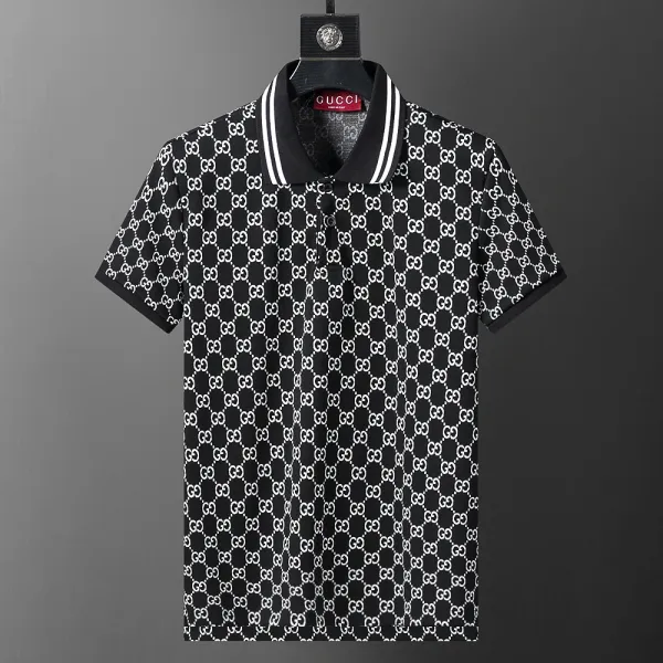 Gucci GG Monogram Print Black and White Polo - 1