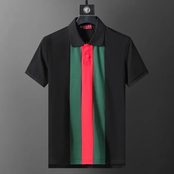 Gucci Web Stripe Polo Black Green Red Polo - 1