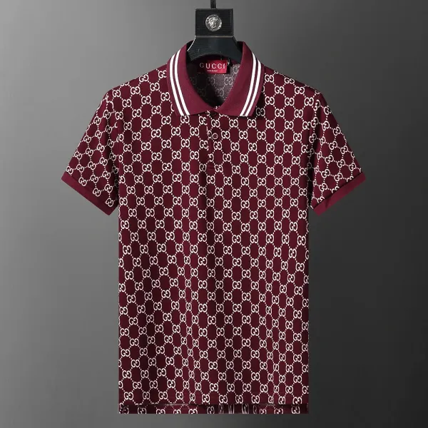 Gucci GG Monogram Print Burgundy Polo - 1