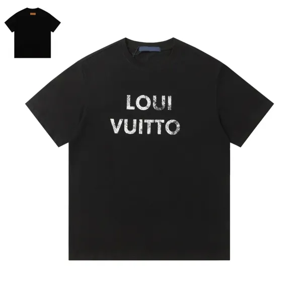 Louis Vuitton Distressed Logo Black T-Shirt - 1