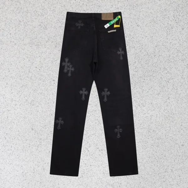 Chrome Hearts Cross Embroidered Black Jeans - 1
