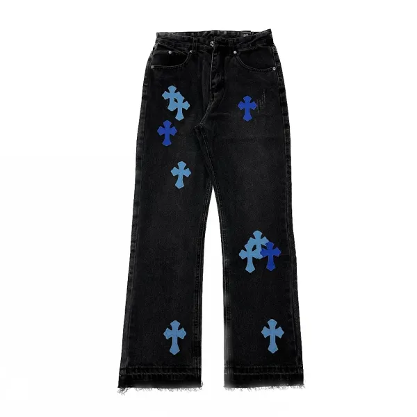 Chrome Hearts Cross-Embellished Black Straight-Leg Jeans - 1