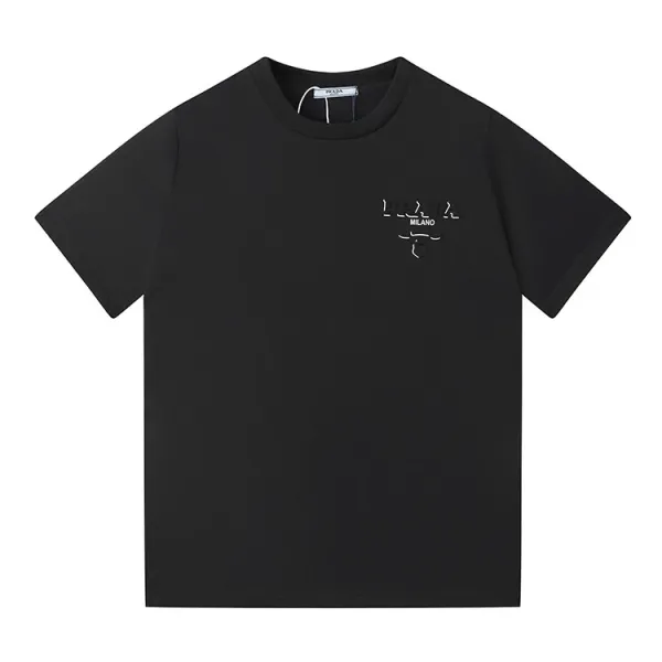 Prada Logo-Embroidered Black T-Shirt - 1