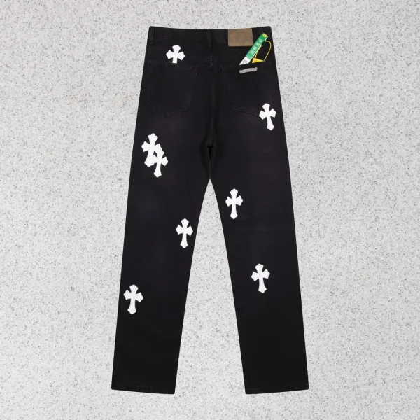 Chrome Hearts Cross-Print Black Denim Jeans - 1