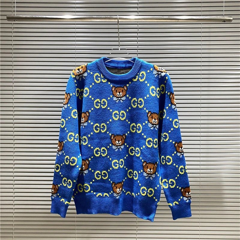 Gucci Bear GG Knit Sweater Blue - 1