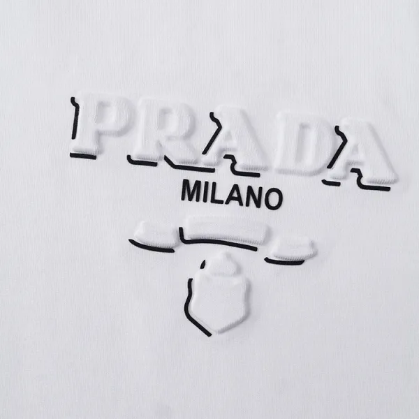 Prada Triangle Logo White T-Shirt - 20