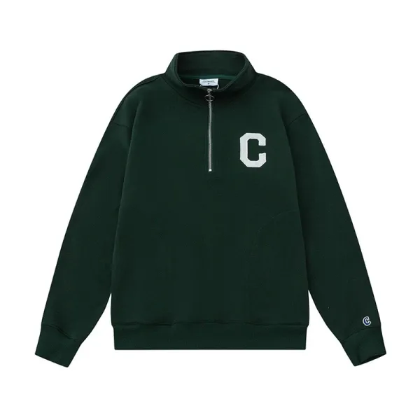 Champion Half-Zip Sweatshirt Forest Green Hoodie - 1