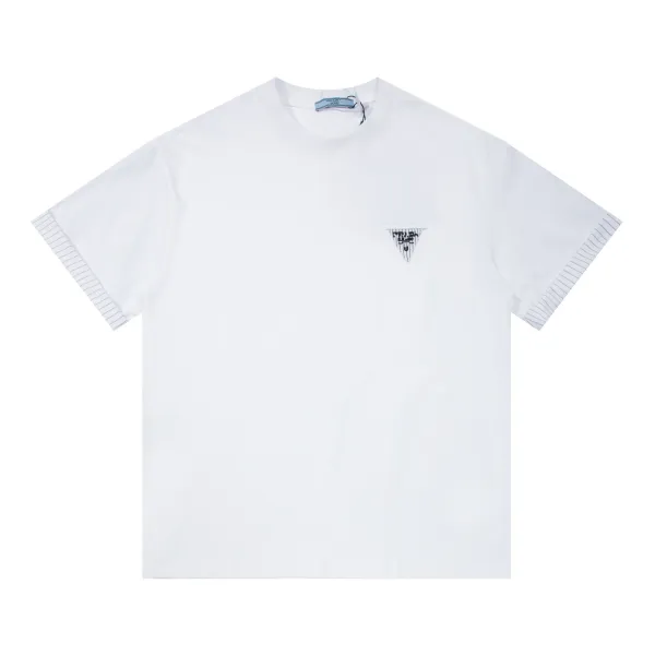 Prada Triangle Logo White T-Shirt - 1