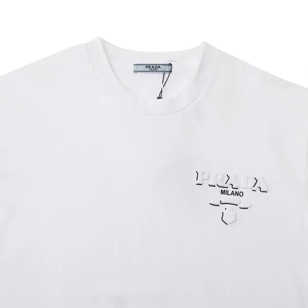 Prada Triangle Logo White T-Shirt - 19