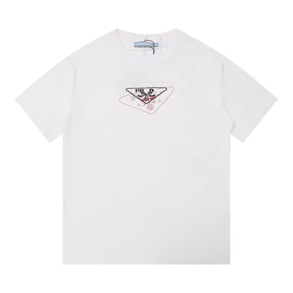Prada Triangle Logo White T-Shirt - 22