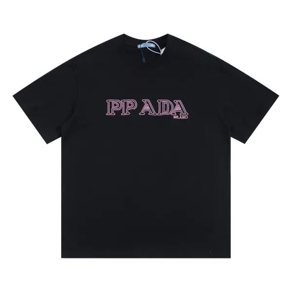 Prada PPADA Milano Embroidered Logo Black T-Shirt - 1