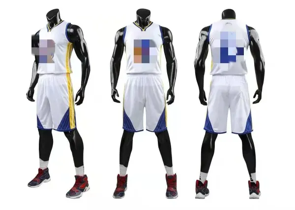 Golden State Warriors Replica Jersey Set White Blue Yellow Basketball Uniform - 1