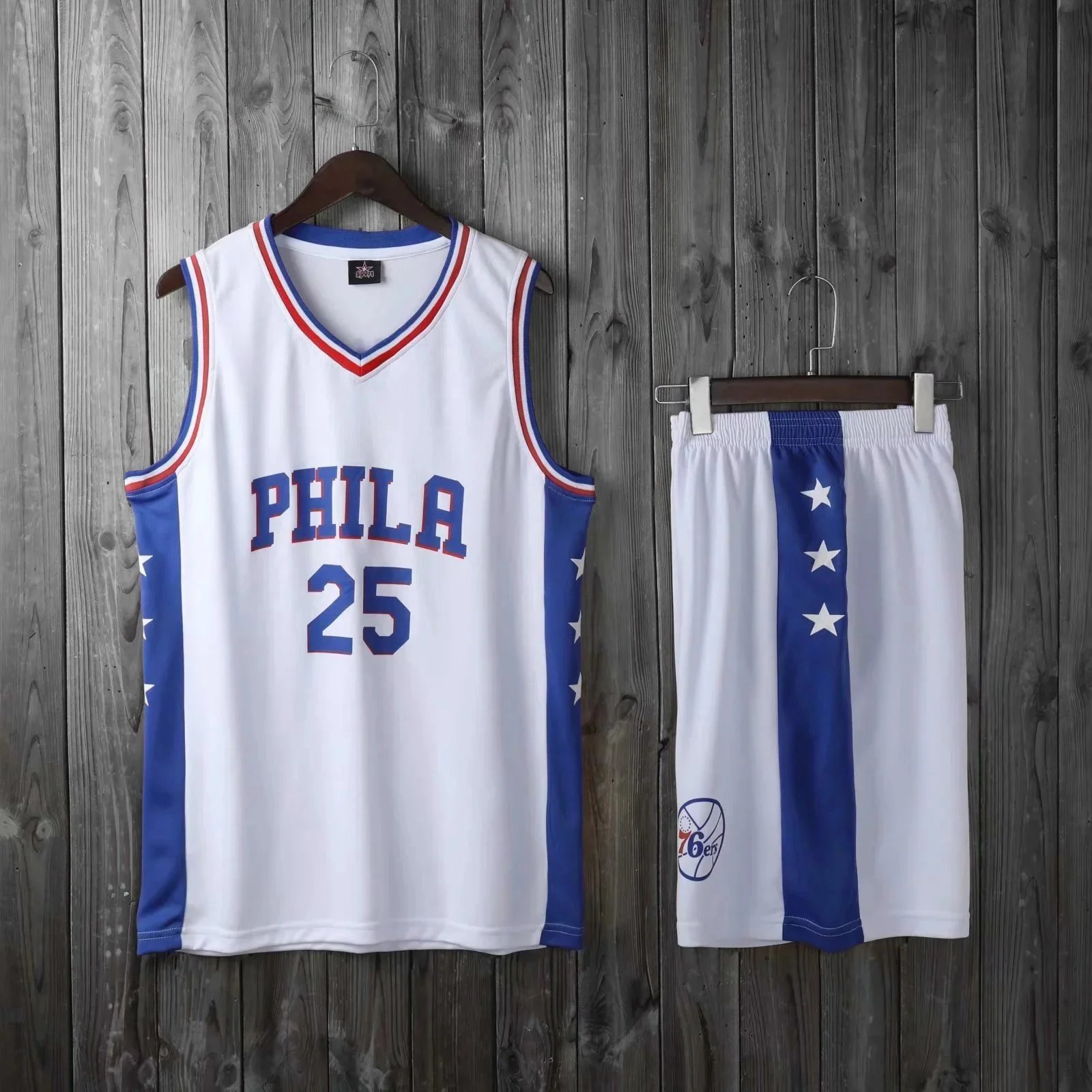 Philadelphia 76ers #25 White Blue Stars Jersey Set