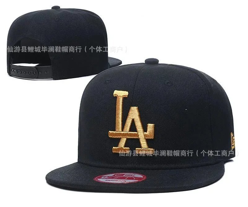 MLB Los Angeles Dodgers Gold Logo Snapback Cap Black Hats
