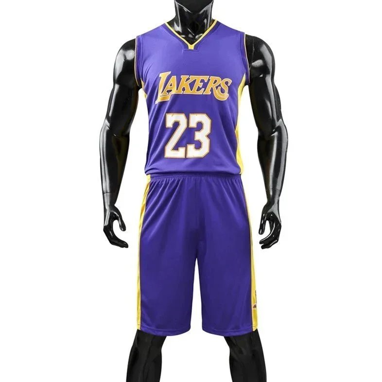 Los Angeles Lakers #23 Purple and Gold Basketball Jersey Set