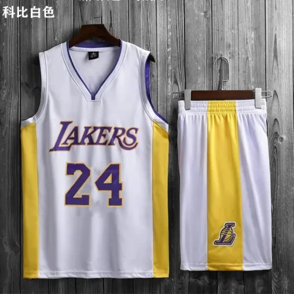 Los Angeles Lakers Kobe Bryant #24 White Purple Yellow Jersey Set - 1