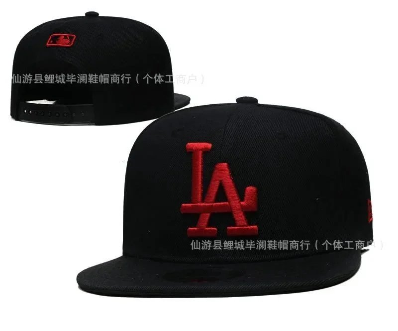 MLB Los Angeles Dodgers Black Snapback Cap with Red LA Logo Hats - 1