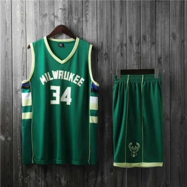 Design Milwaukee Bucks #34 Green Basketball Jersey Set Sets - 1