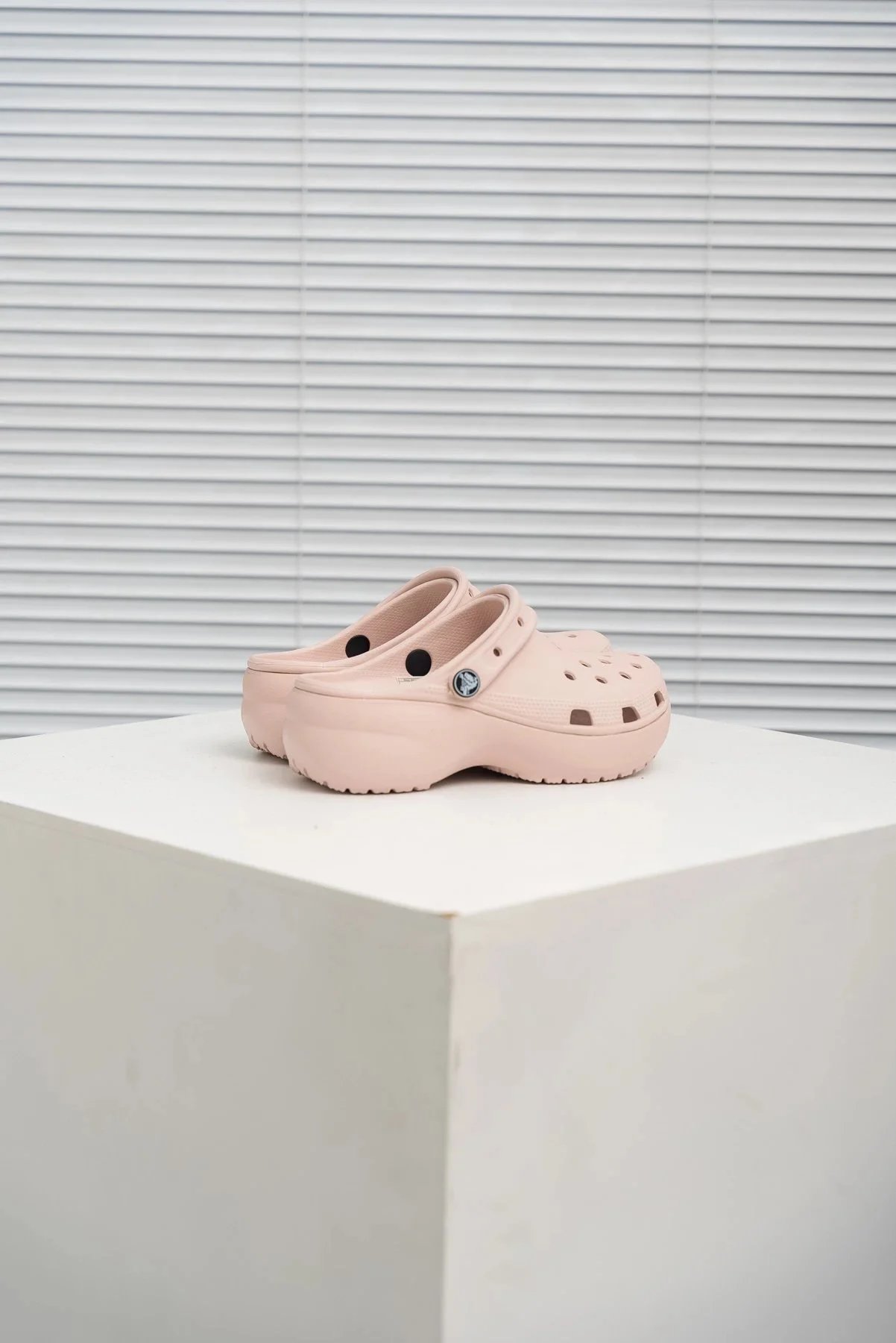 Crocs Classic Platform Clog Beige Sandals - 18
