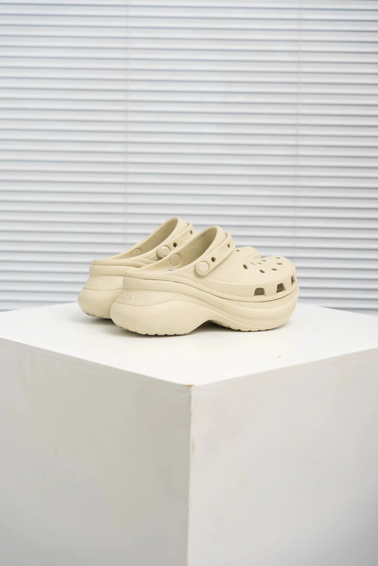 Crocs Classic Platform Clog Beige Sandals - 48