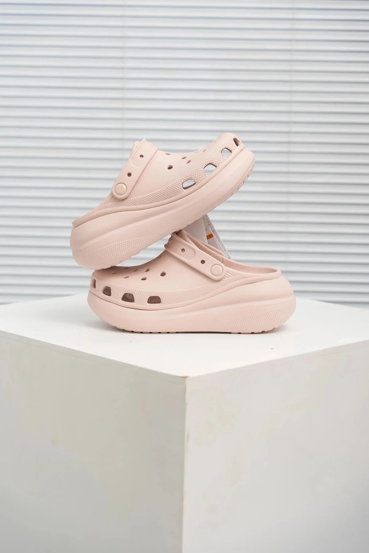 Crocs Classic Platform Clog Beige Sandals - 37