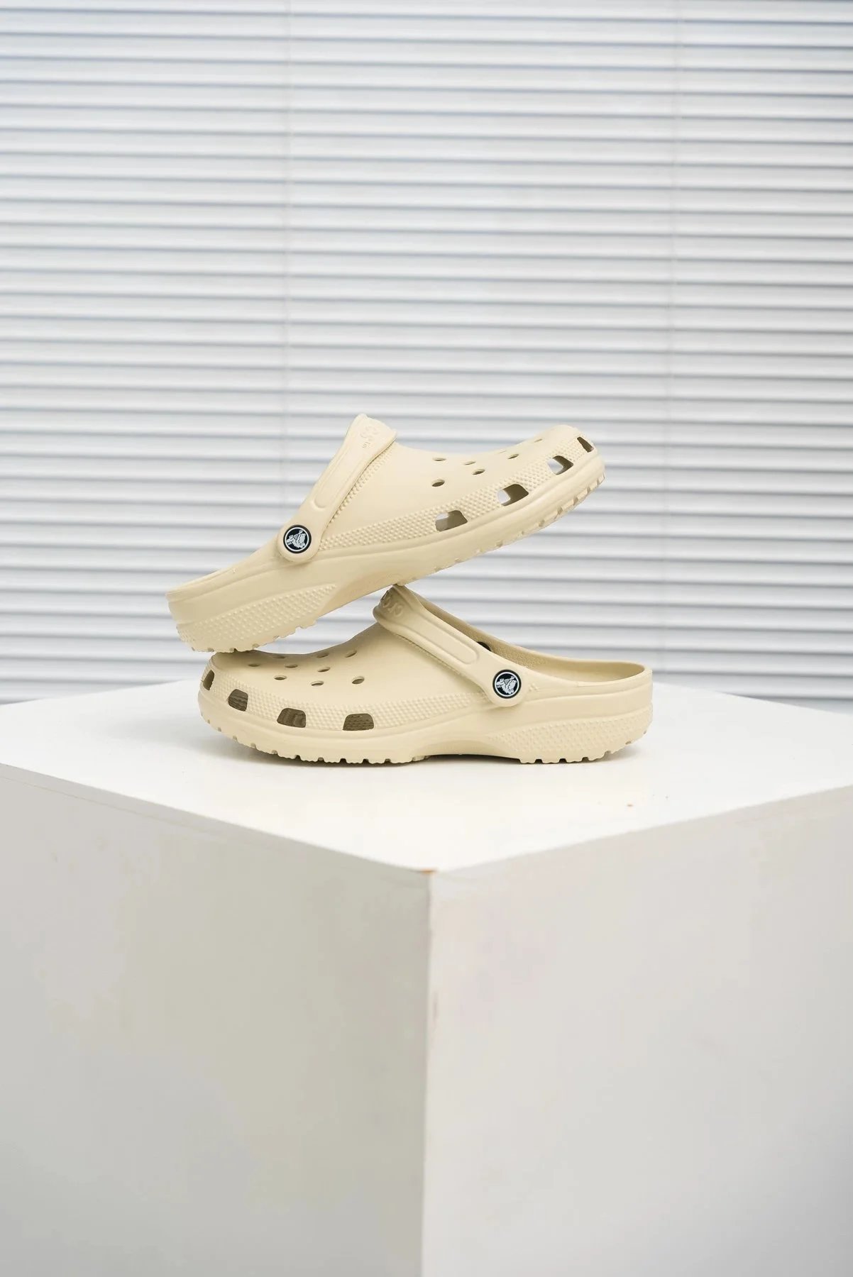 Crocs Classic Platform Clog Beige Sandals - 67