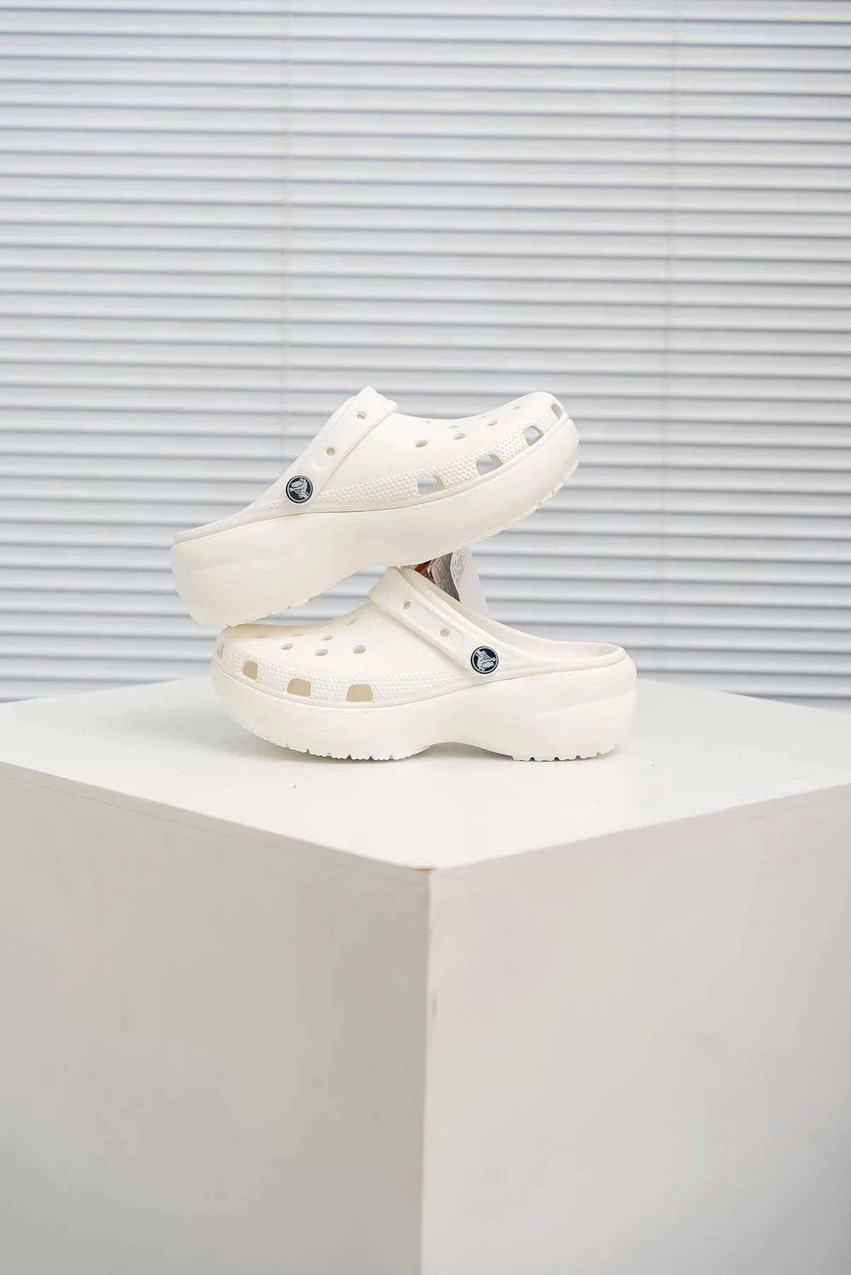 Crocs Classic Platform Clog Beige Sandals - 27