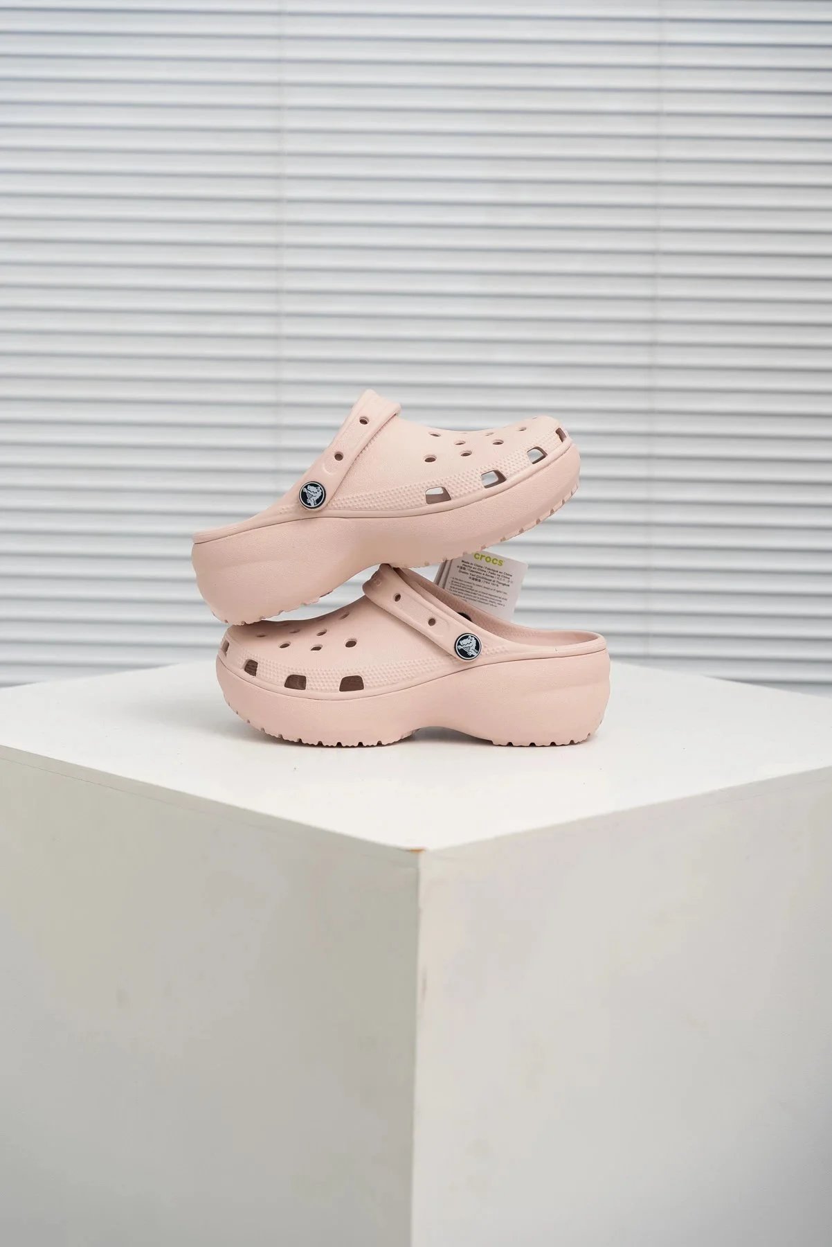 Crocs Classic Platform Clog Beige Sandals - 17