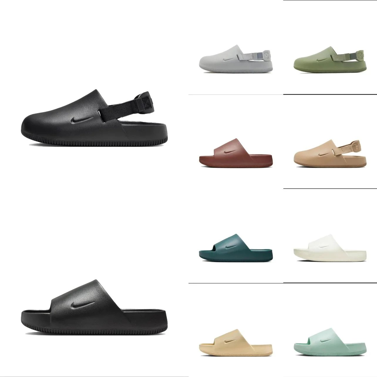 Designer Shoes 绿扣同源 纯原版本 Calm Slide 轻便舒适运动拖鞋 白色 褐色 薄荷绿 黑色 米色 绿色 油绿色 灰色麻黄
