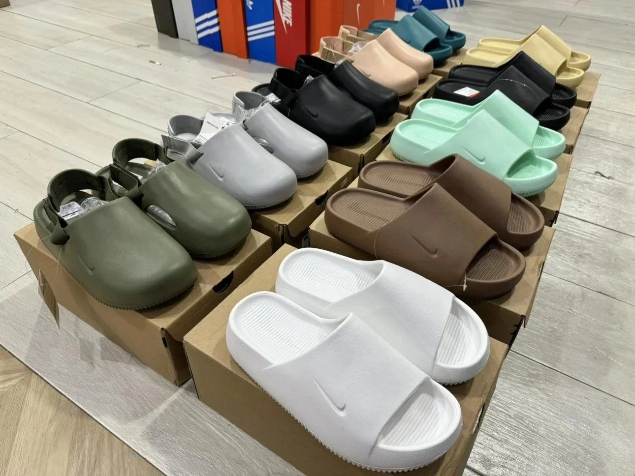 Designer Shoes 绿扣同源 纯原版本 Calm Slide 轻便舒适运动拖鞋 白色 褐色 薄荷绿 黑色 米色 绿色 油绿色 灰色麻黄