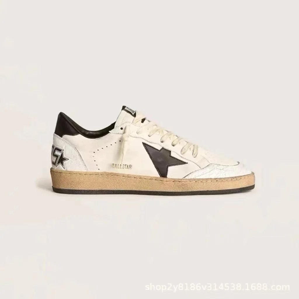 Classic Korean Star Retro Distressed Sneakers with Silver Heel and Internal Height Increase Trendy Dirty Style White Shoes
