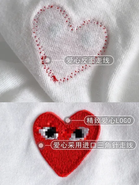 Play Comme des Garçons Three Hearts Navy T-Shirt - 17