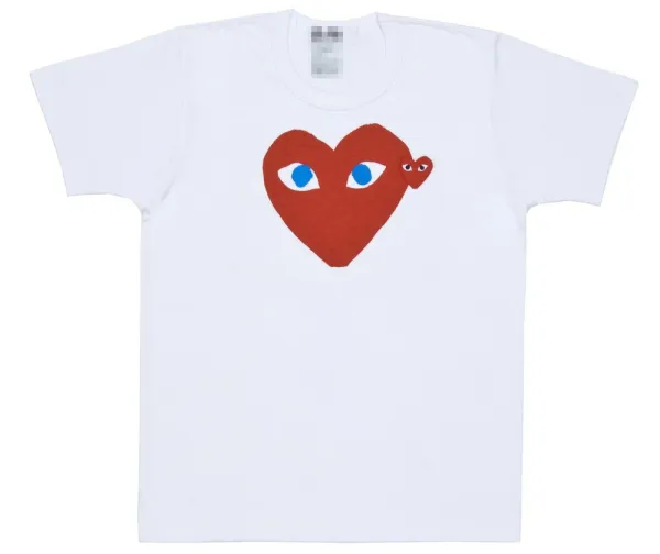 Play Comme des Garçons Heart Eyes Red Logo T-Shirt - 1