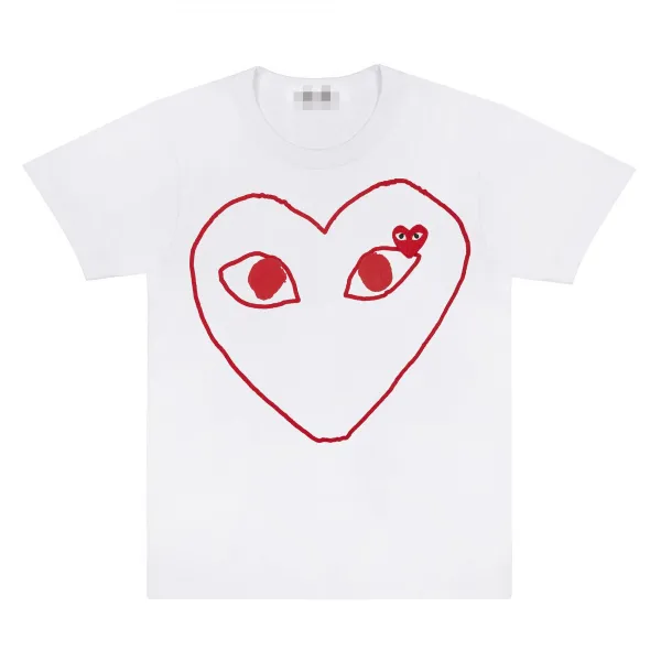 Play Comme des Garçons Heart Eyes Red Print White T-Shirt - 1