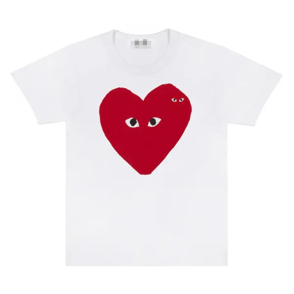 Play Comme des Garçons Heart Eyes Red Appliqué T-Shirt - 1