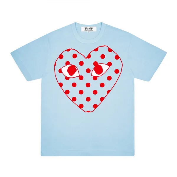Play Comme des Garçons Heart Eyes Polka Dot T-Shirt Light Blue - 1