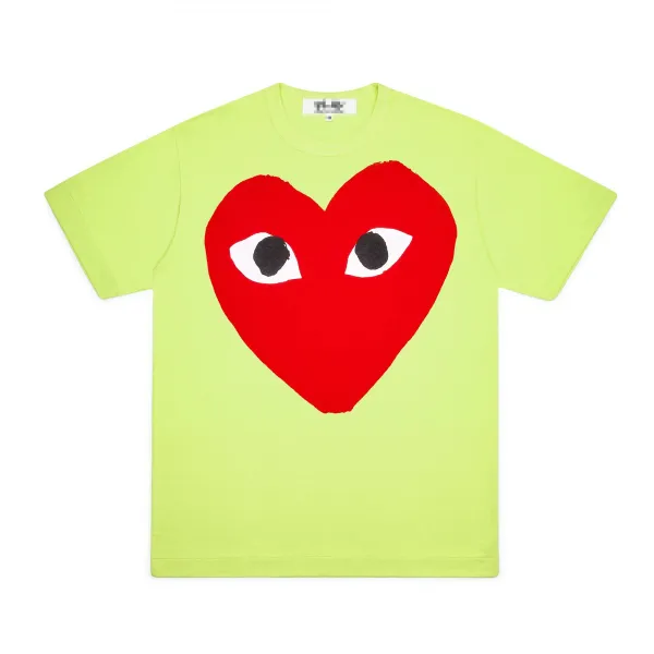 Play Comme des Garçons Heart Eyes T-Shirt Neon Lime - 1