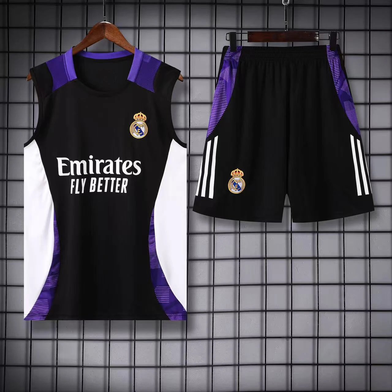 Paris Saint-Germain Matching Sets Football Training Vest and Shorts Set — 2425 Real Madrid black with white