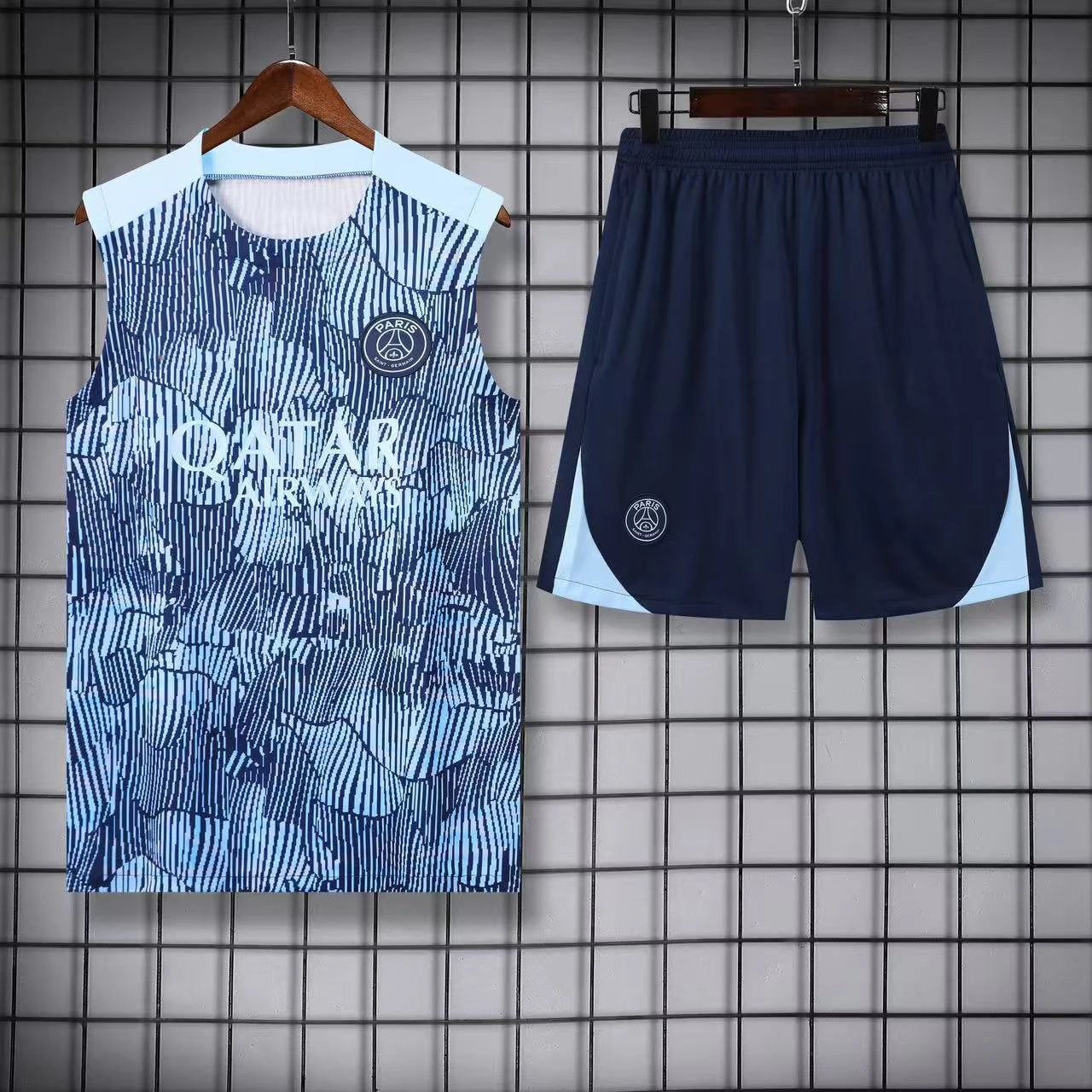 Paris Saint-Germain Matching Sets Football Training Vest and Shorts Set — 2425 light blue camouflage