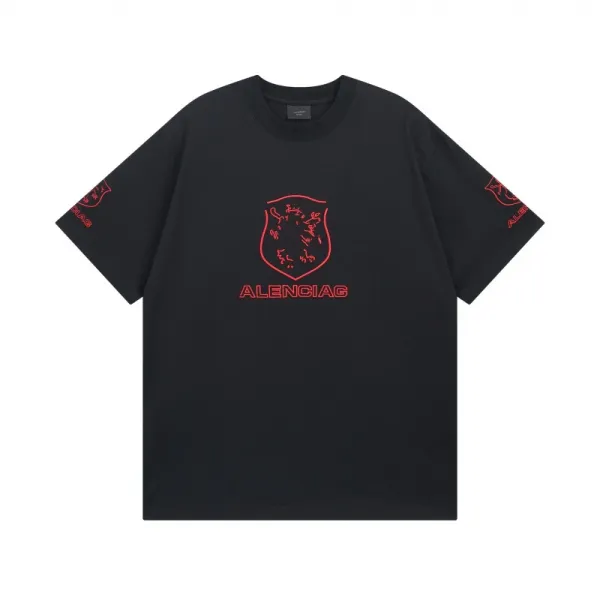 Design Alenciag Shield Logo Oversized T-Shirt Black T-Shirts - 1