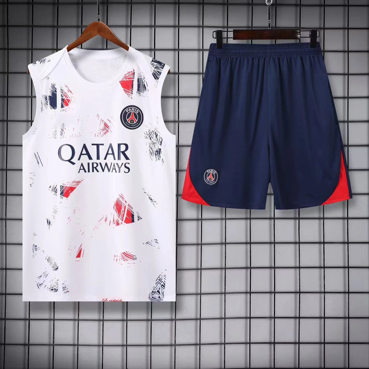 Paris Saint-Germain Matching Sets Football Training Vest and Shorts Set — 2425 Paris white camouflage style