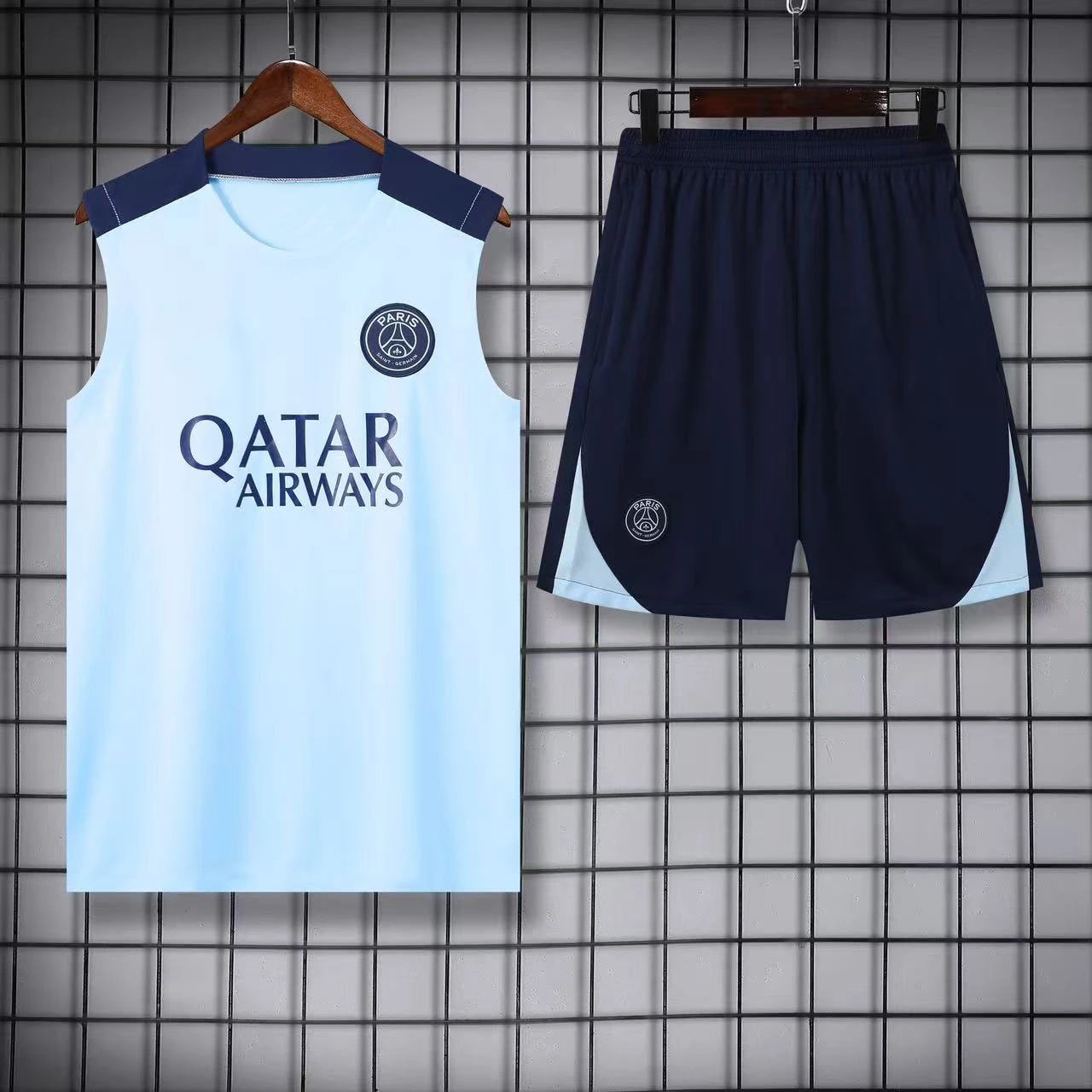 Paris Saint-Germain Matching Sets Football Training Vest and Shorts Set — 2425 Paris light blue