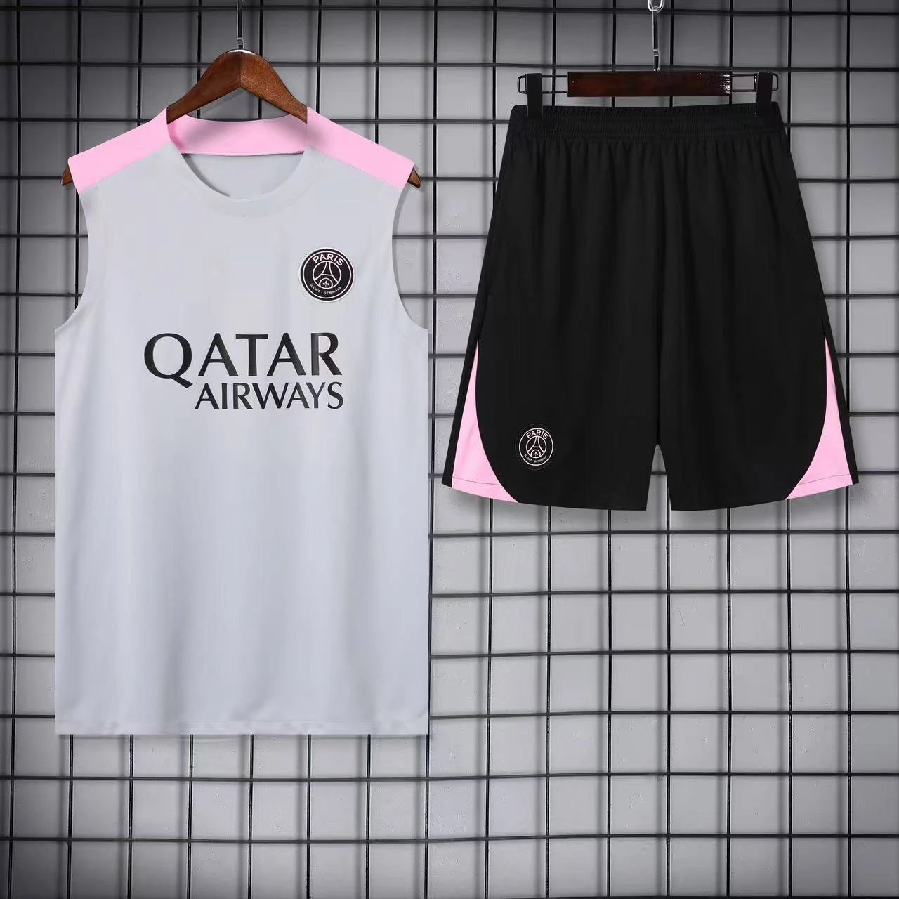 Paris Saint-Germain Matching Sets Football Training Vest and Shorts Set — 2425 Paris Light Gray