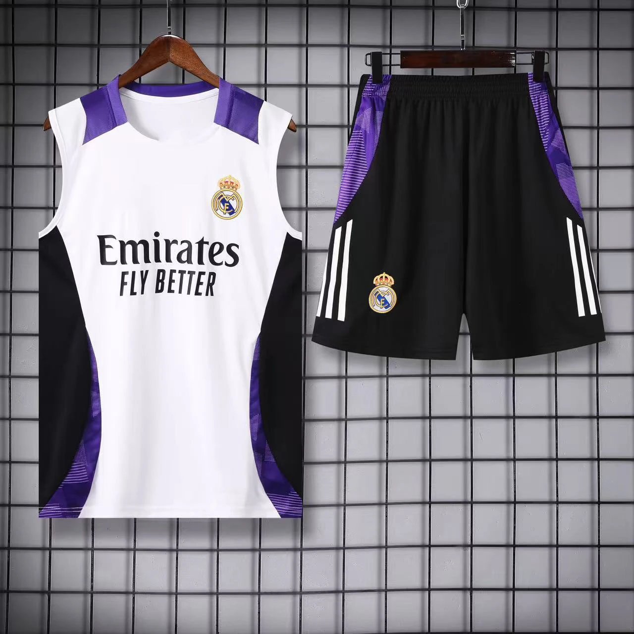 Paris Saint-Germain Matching Sets Football Training Vest and Shorts Set — 2425 Real Madrid white with black trim