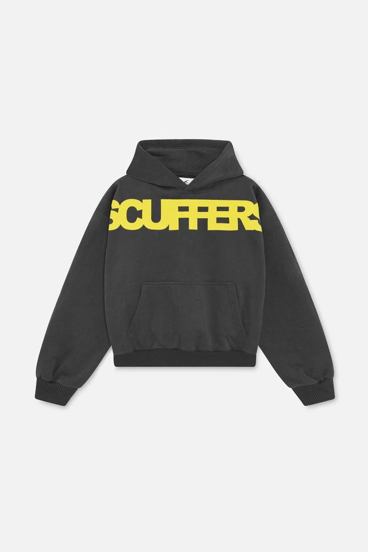 Scuffers Boxy Logo Hoodie Charcoal Yellow