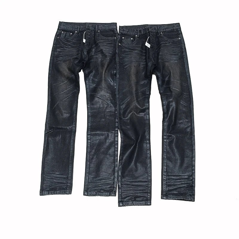 DH03 Ghost Claw Black Glue Wax Pants Archive Slimming Straight Tube Cat Beard Jeans High Street Wax Pants Ins