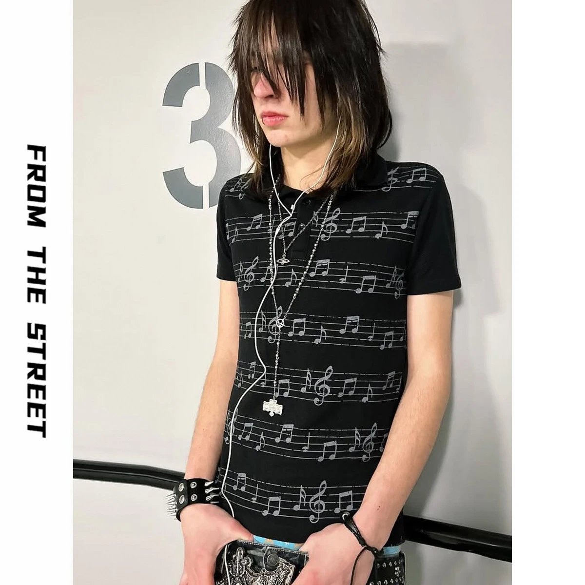 From The STREET: Street Note Score, Shoulder Slimming, Light Asian Summer Short sleeved Polo Shirt, T-shirt