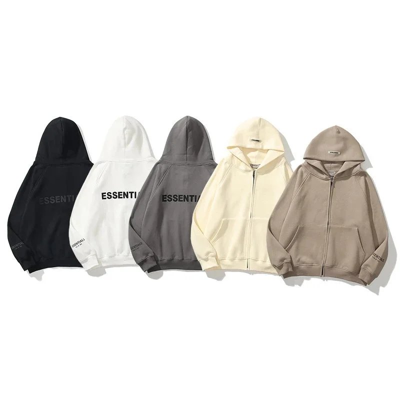 Essential Brand Zip-Up Hoodie in Multiple Colors